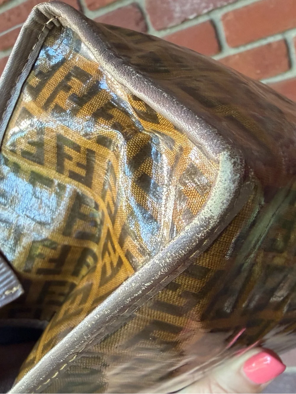 Vintage Fendi Brown Zucca Logo Clutch/Travel Pouch